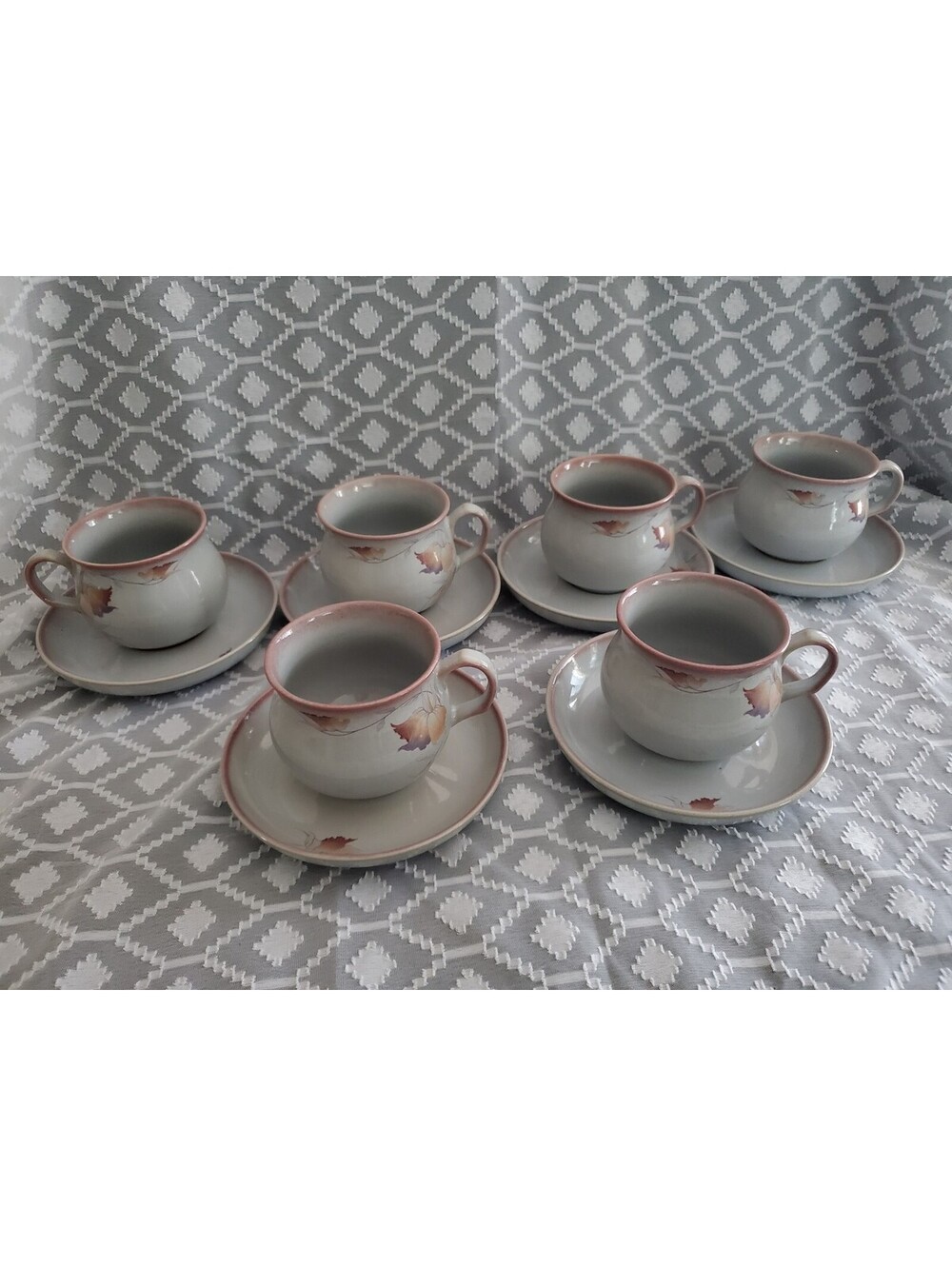 6 Denby Twilight Stoeware Cups/saucers.England